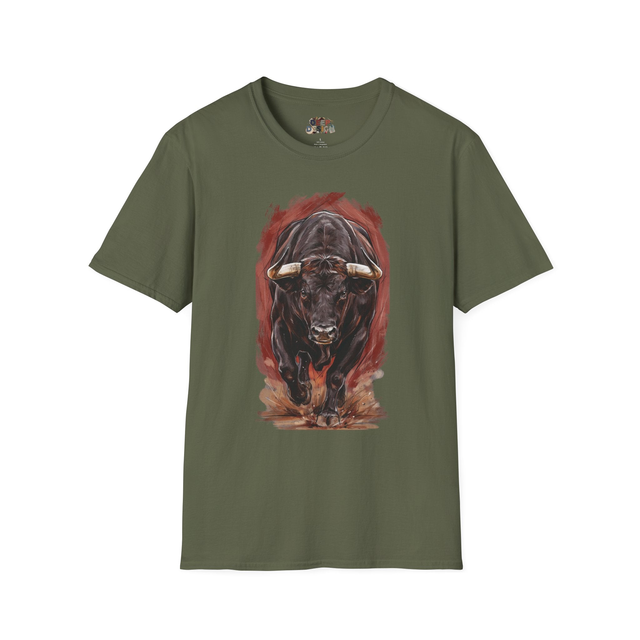 Bull Portrait T-Shirt — Fierce Bull Head Graphic Tee