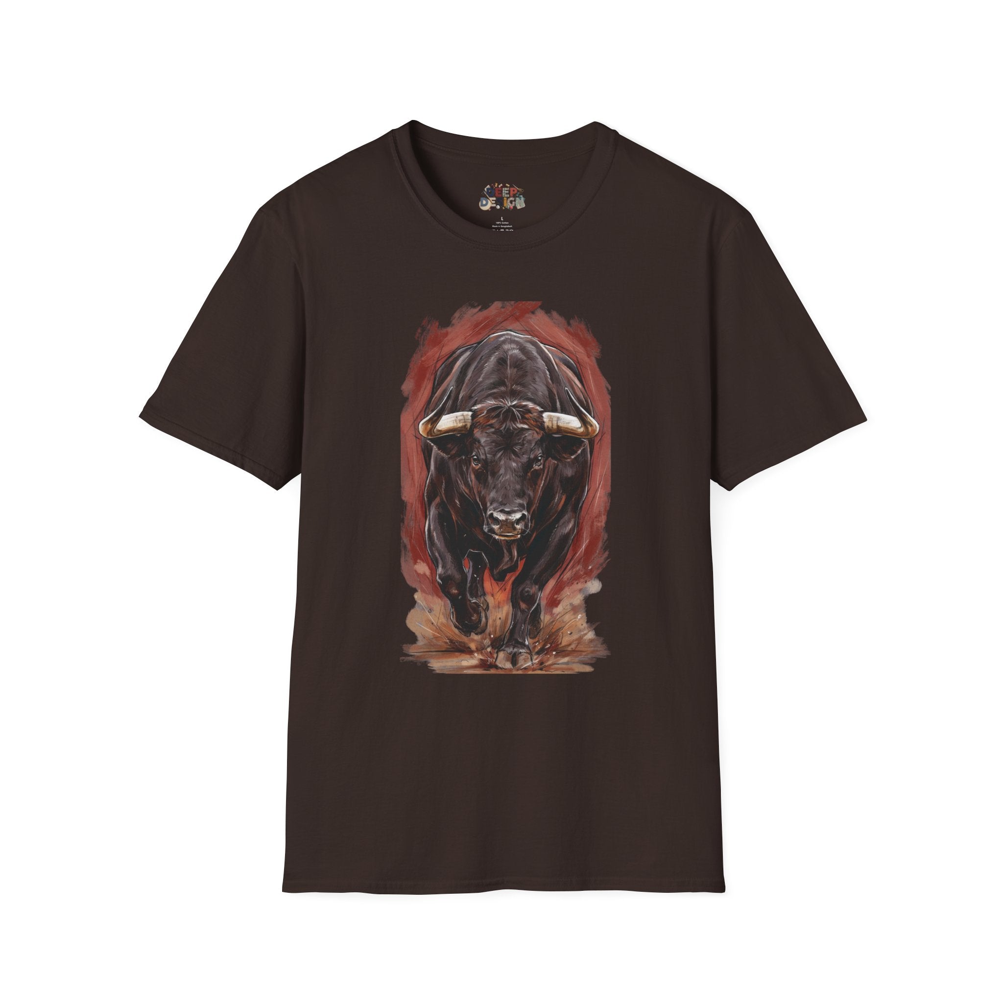 Bull Portrait T-Shirt — Fierce Bull Head Graphic Tee
