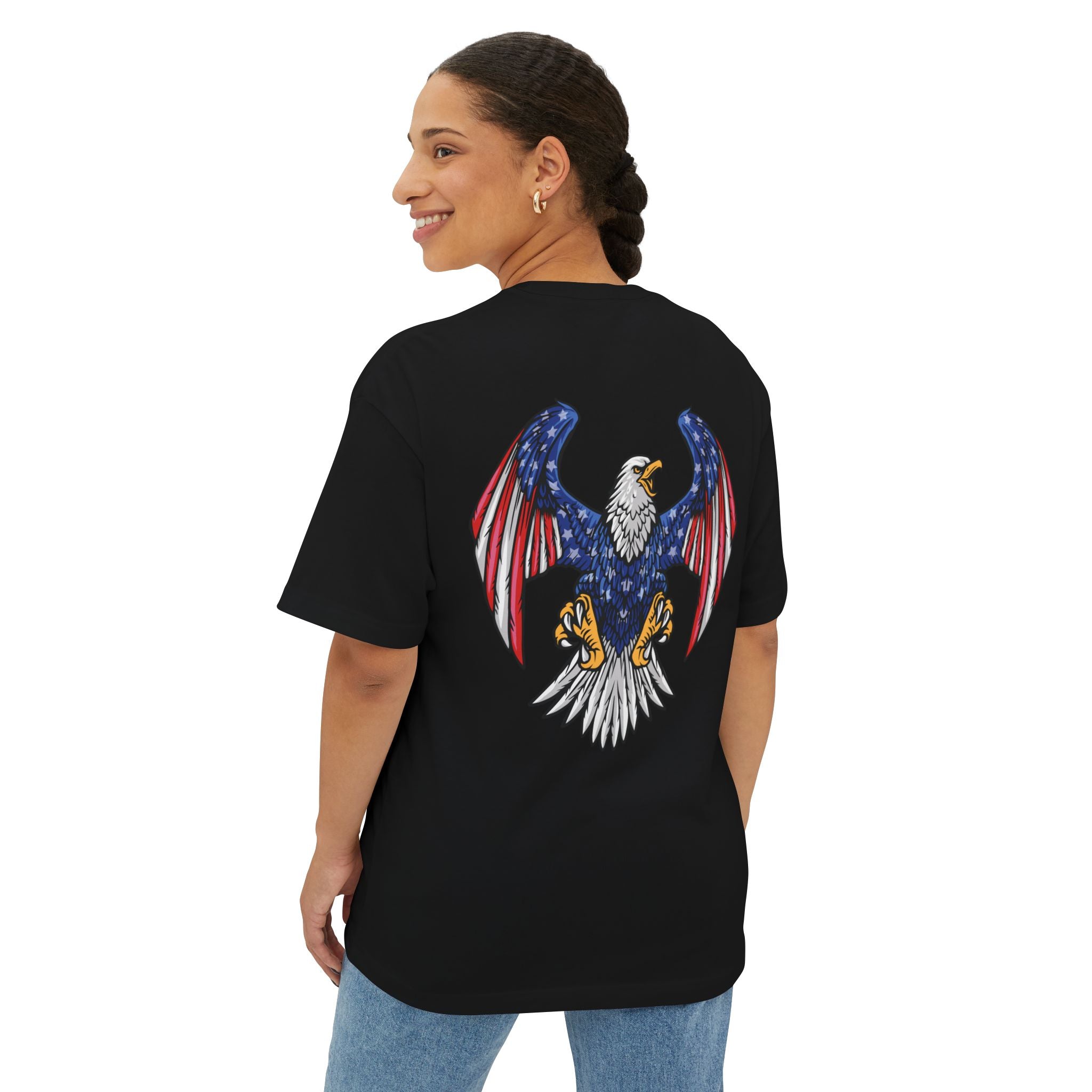Eagle Graphic Tee — Patriotic Bald Eagle Front & Back Oversized T‑Shirt