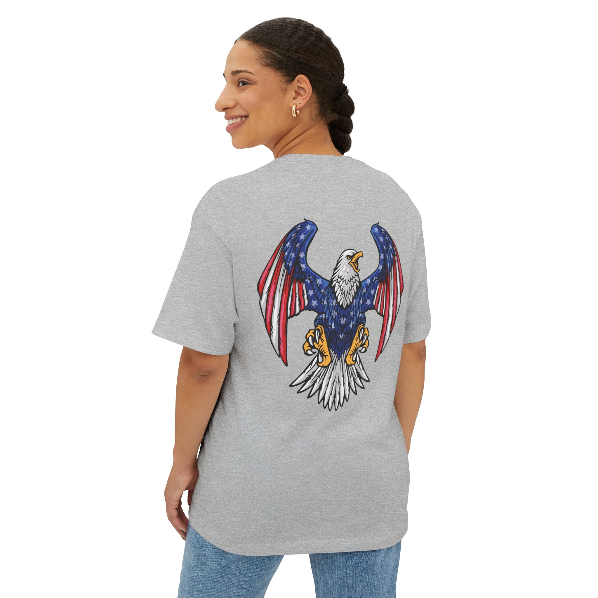 Eagle Graphic Tee — Patriotic Bald Eagle Front & Back Oversized T‑Shirt