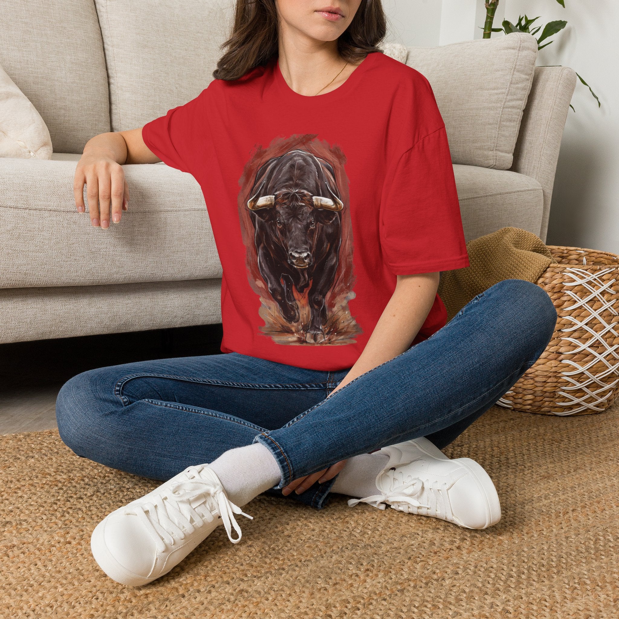 Bull Portrait T-Shirt — Fierce Bull Head Graphic Tee