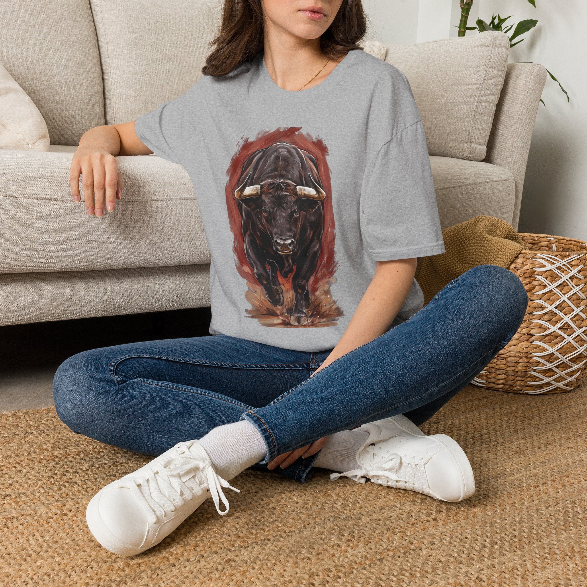 Bull Portrait T-Shirt — Fierce Bull Head Graphic Tee