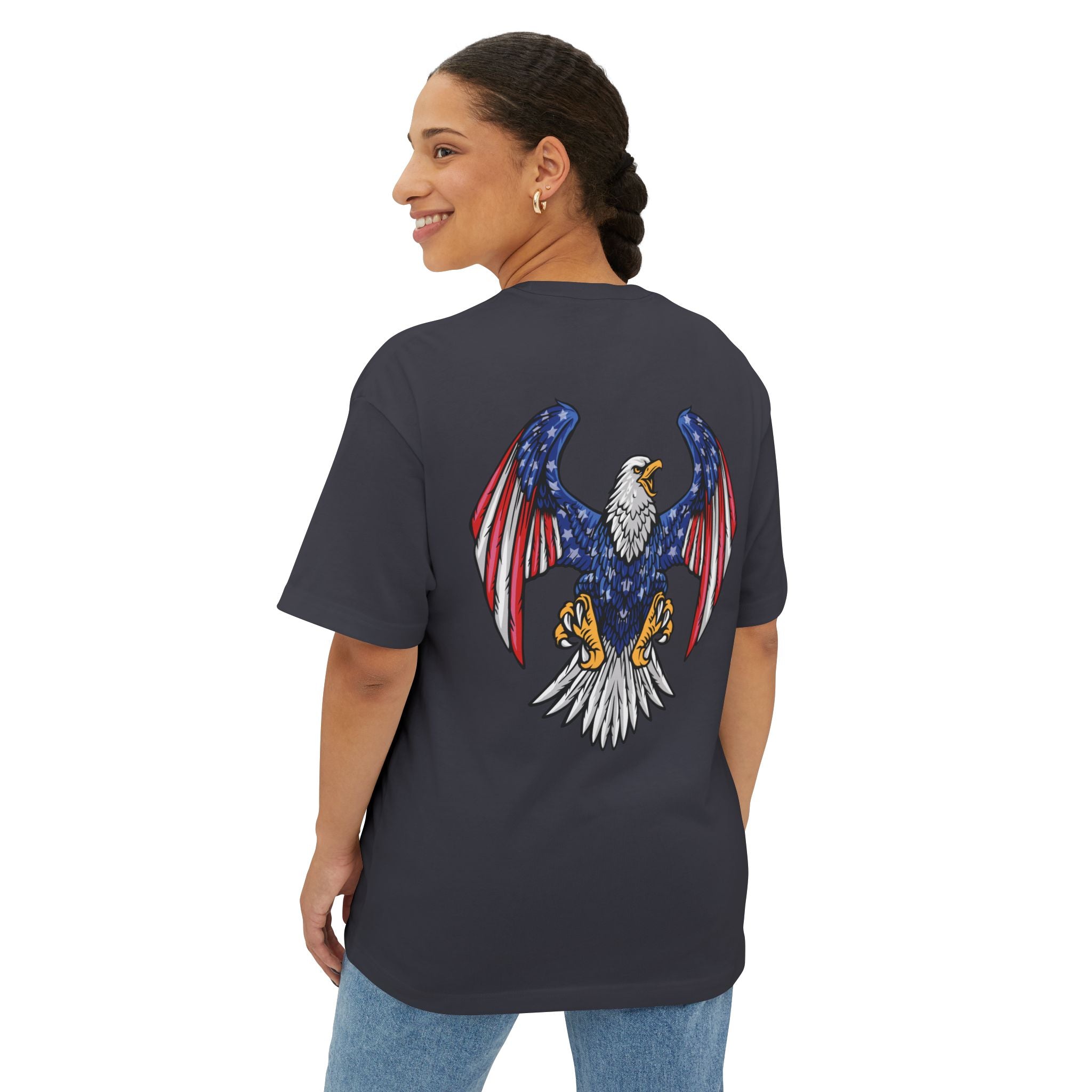 Eagle Graphic Tee — Patriotic Bald Eagle Front & Back Oversized T‑Shirt