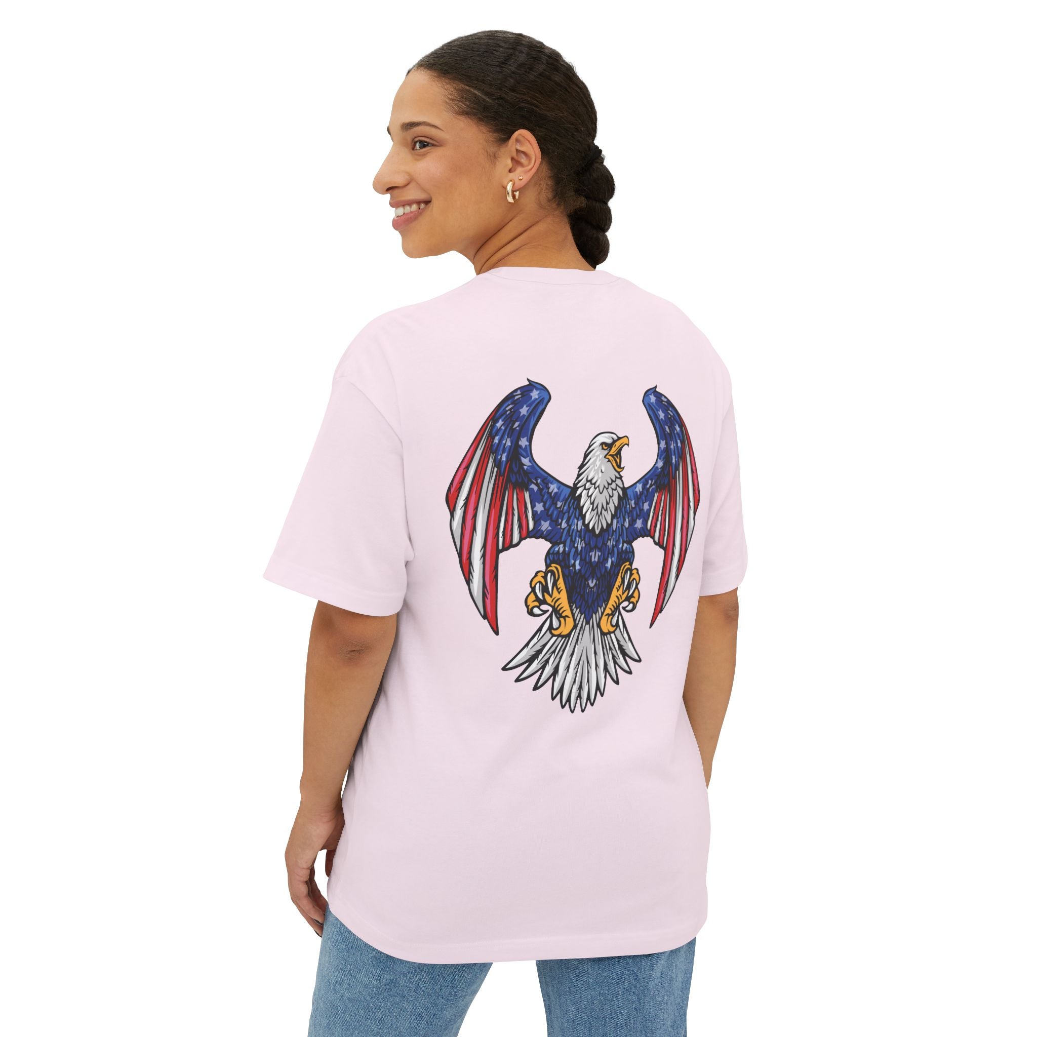 Eagle Graphic Tee — Patriotic Bald Eagle Front & Back Oversized T‑Shirt
