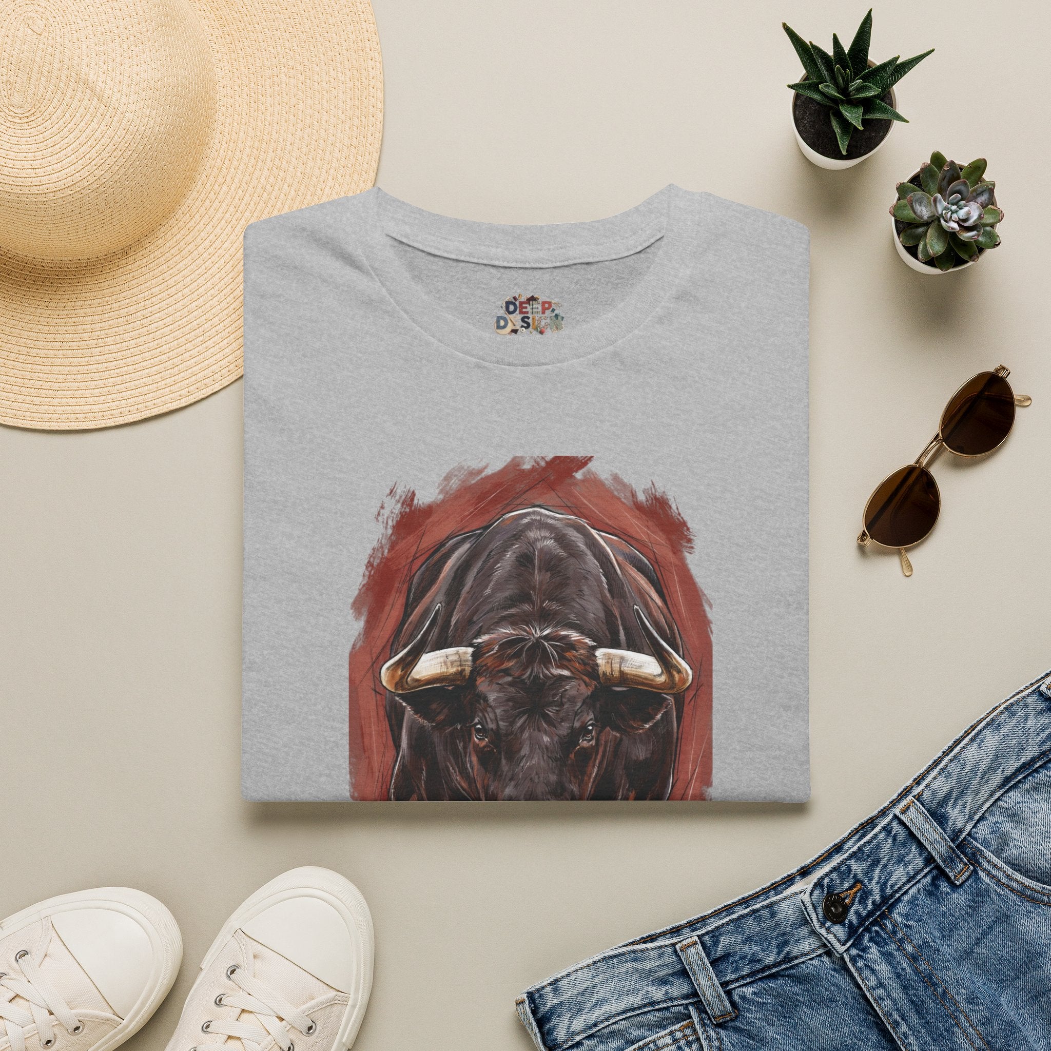 Bull Portrait T-Shirt — Fierce Bull Head Graphic Tee