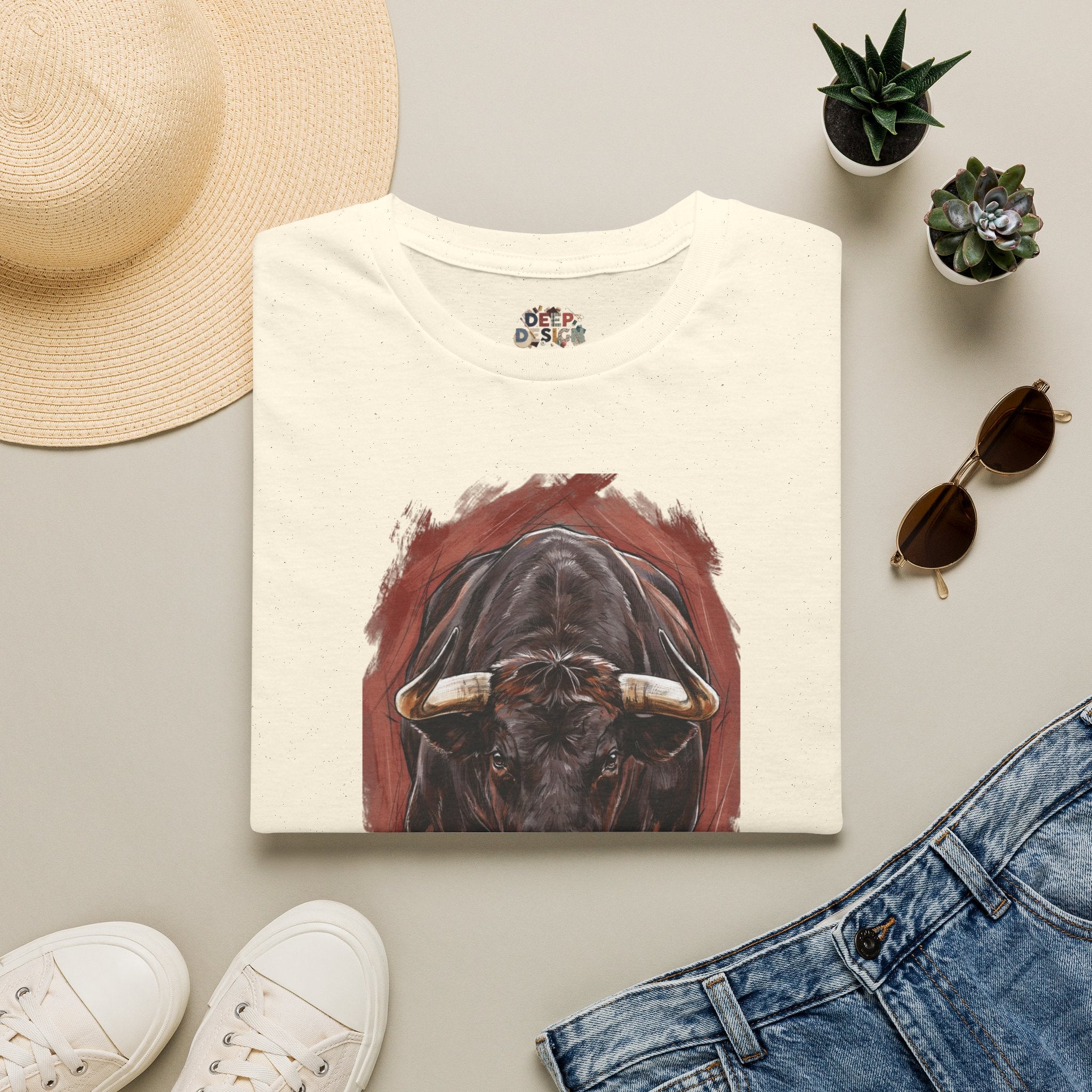 Bull Portrait T-Shirt — Fierce Bull Head Graphic Tee