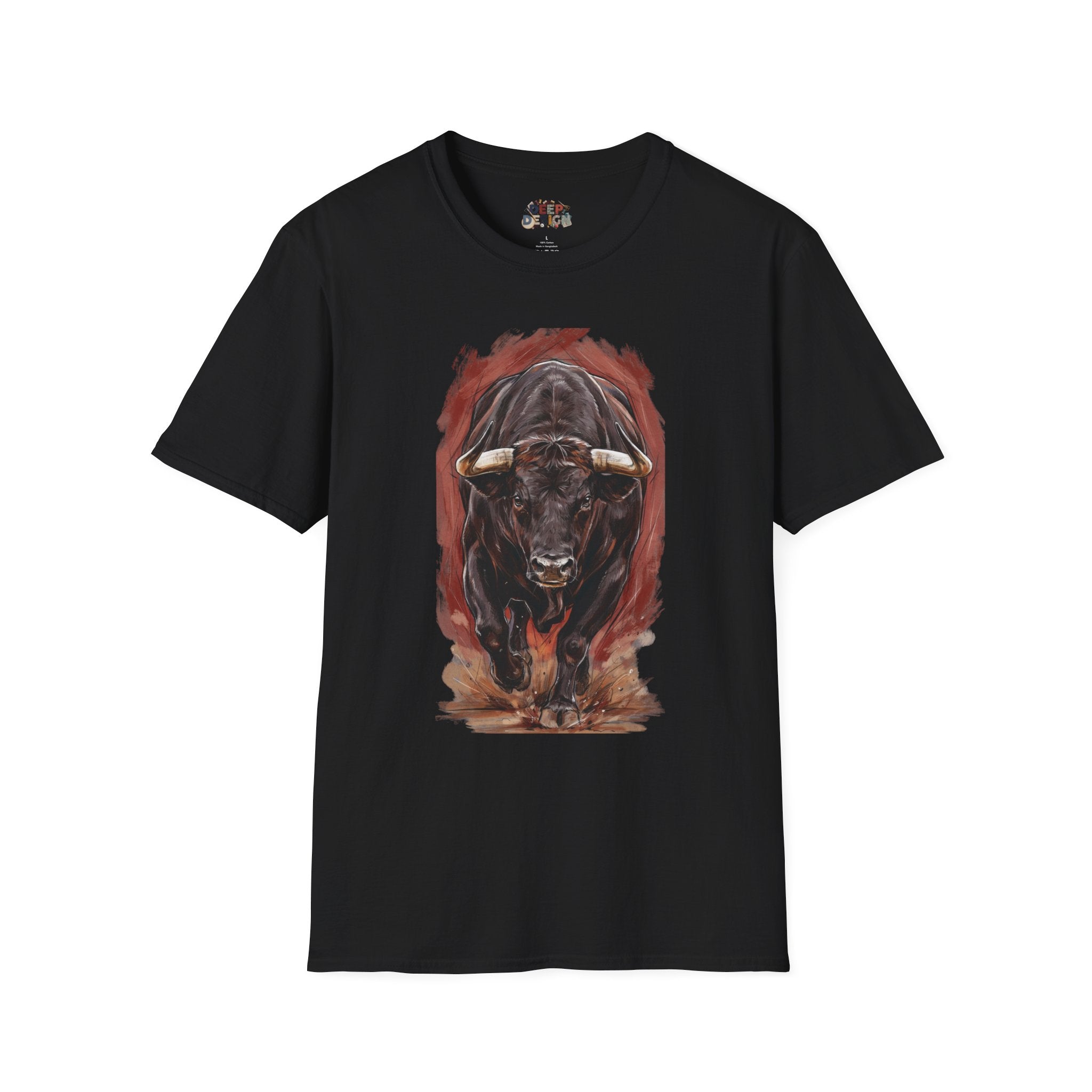Bull Portrait T-Shirt — Fierce Bull Head Graphic Tee