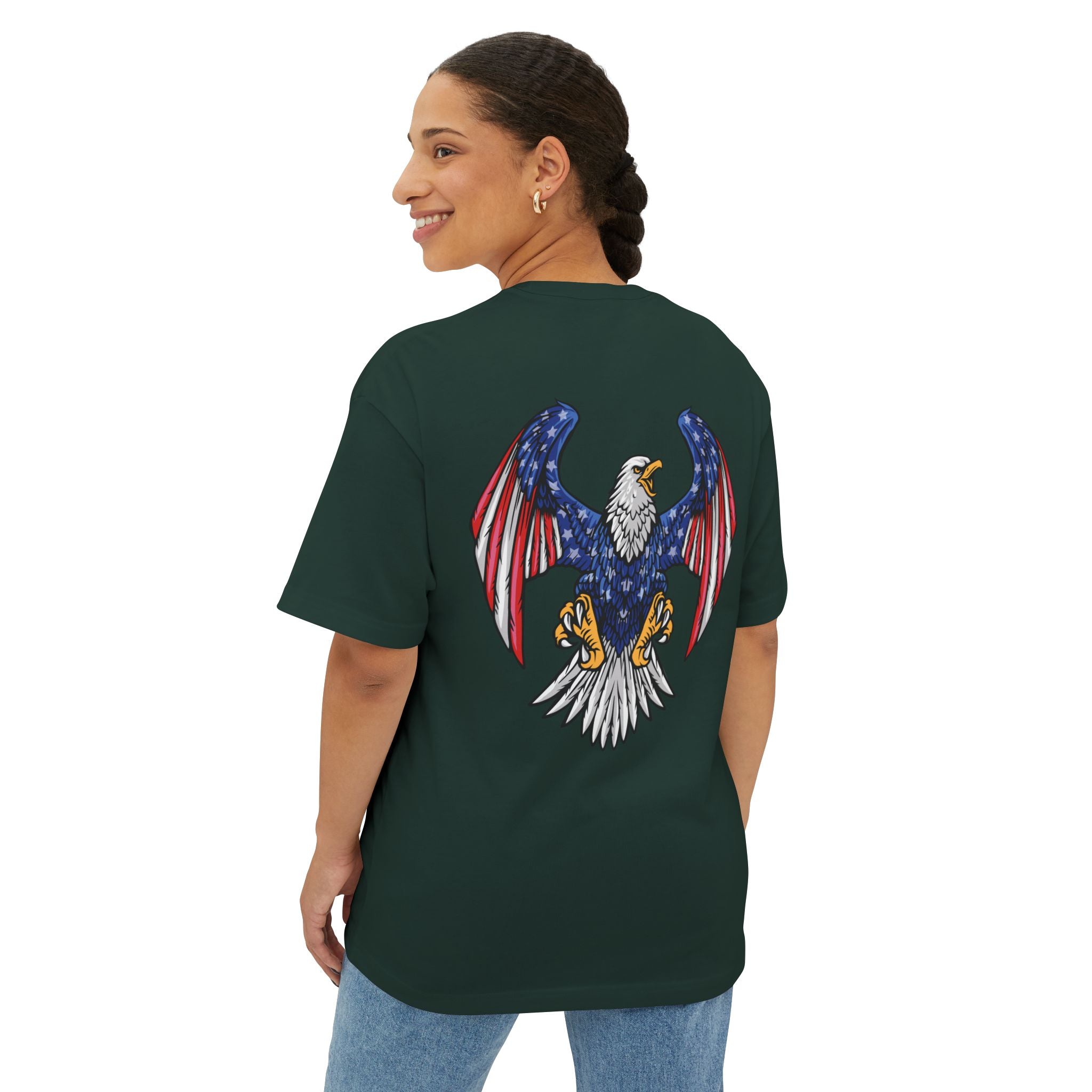 Eagle Graphic Tee — Patriotic Bald Eagle Front & Back Oversized T‑Shirt