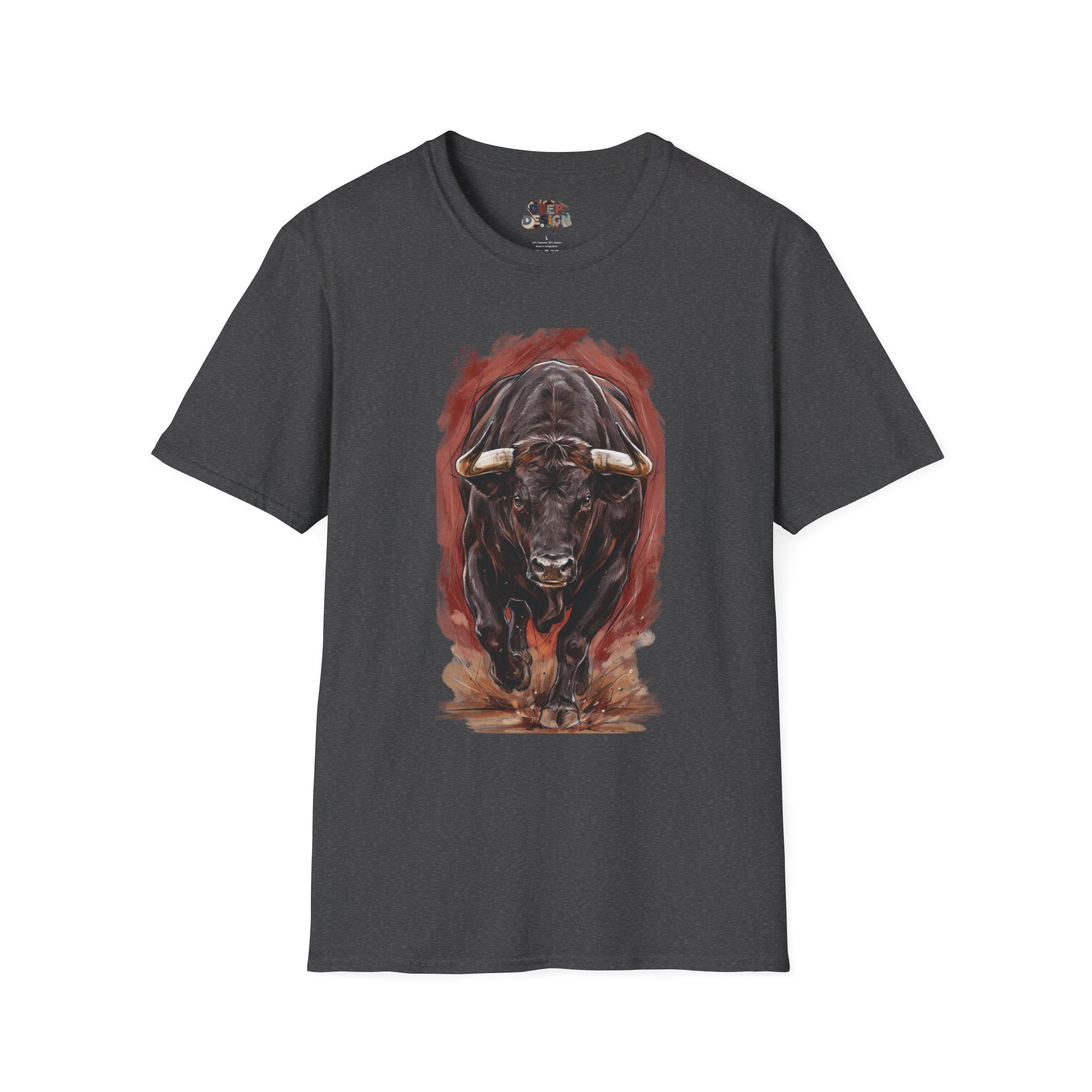 Bull Portrait T-Shirt — Fierce Bull Head Graphic Tee