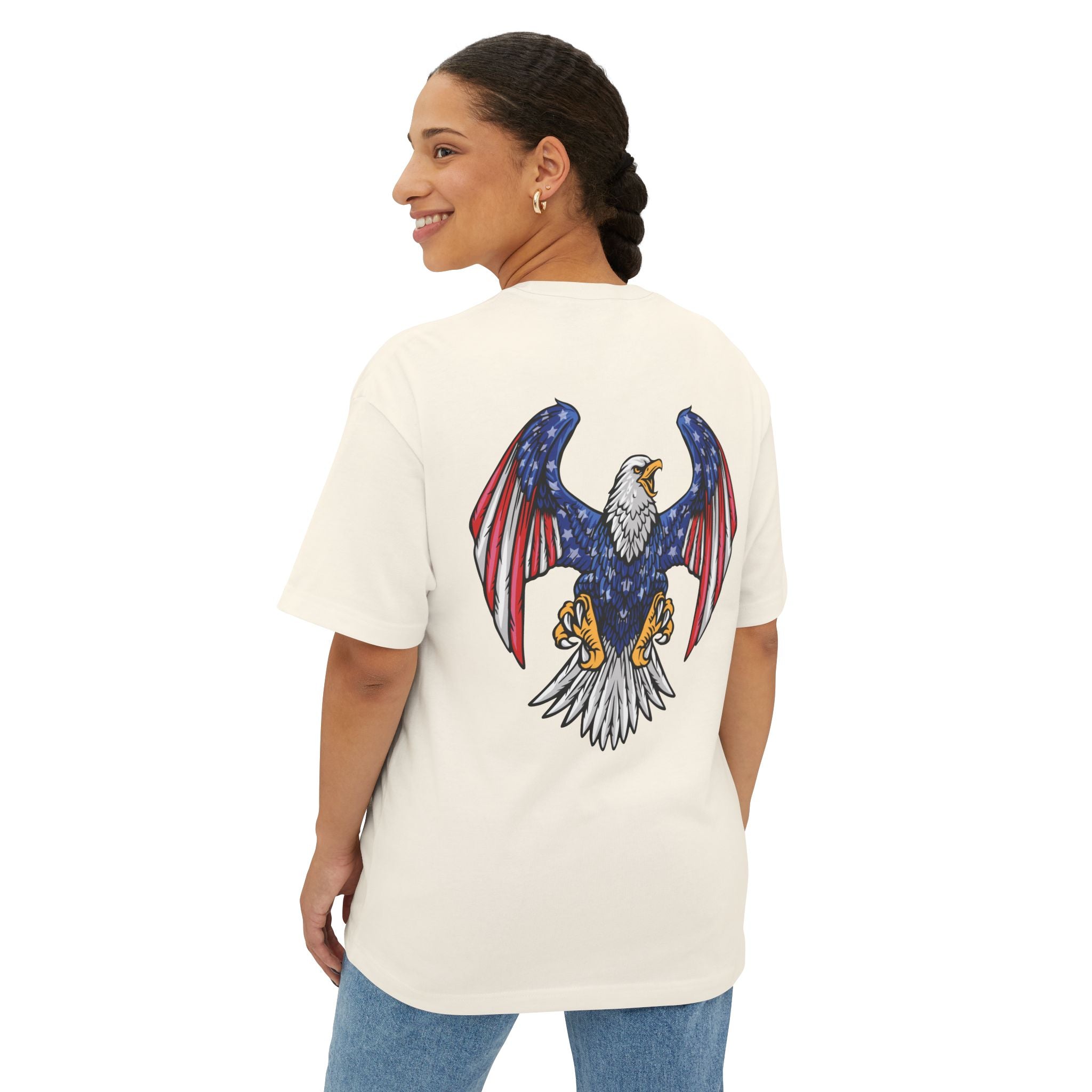 Eagle Graphic Tee — Patriotic Bald Eagle Front & Back Oversized T‑Shirt