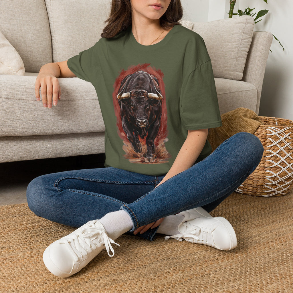 Bull Portrait T-Shirt — Fierce Bull Head Graphic Tee