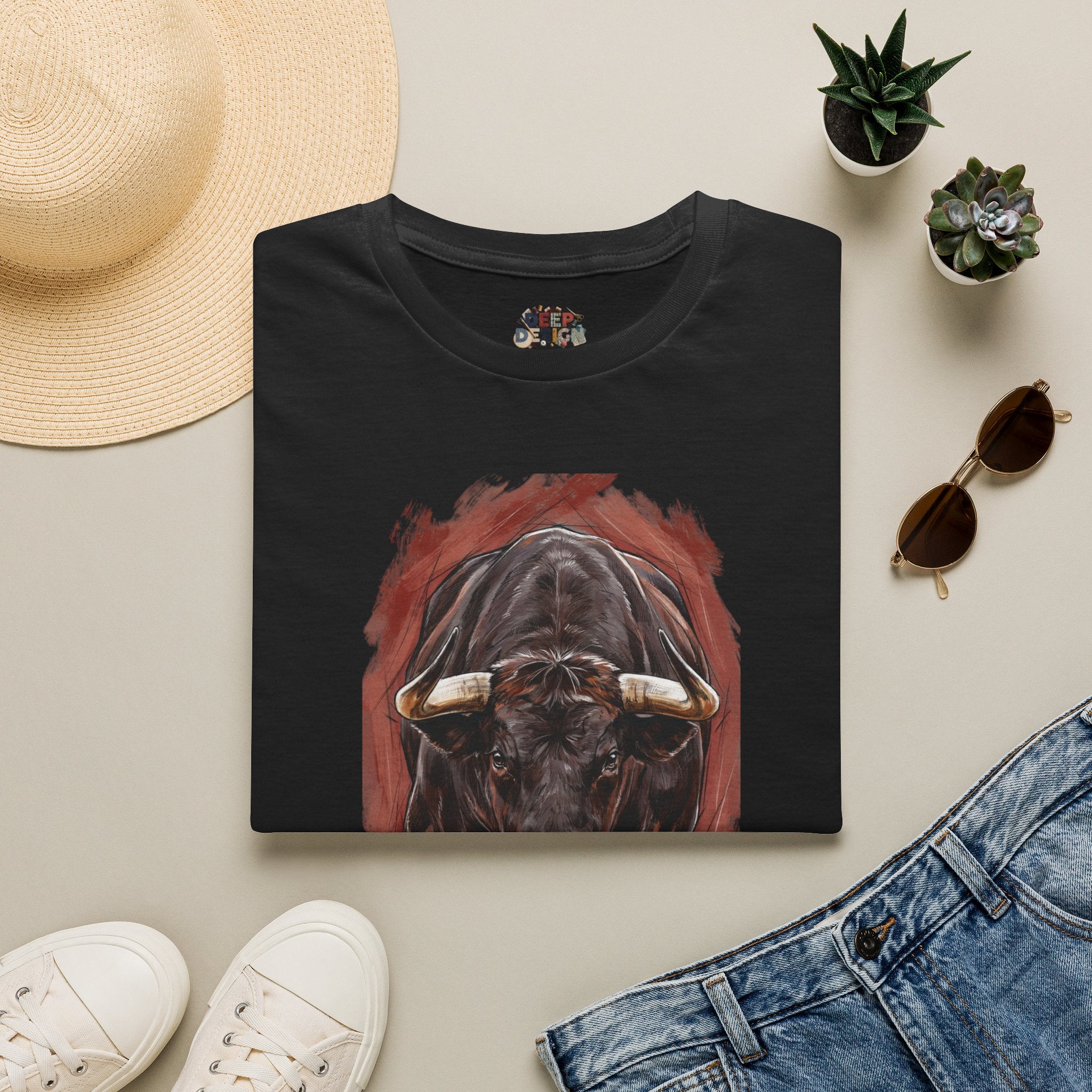 Bull Portrait T-Shirt — Fierce Bull Head Graphic Tee