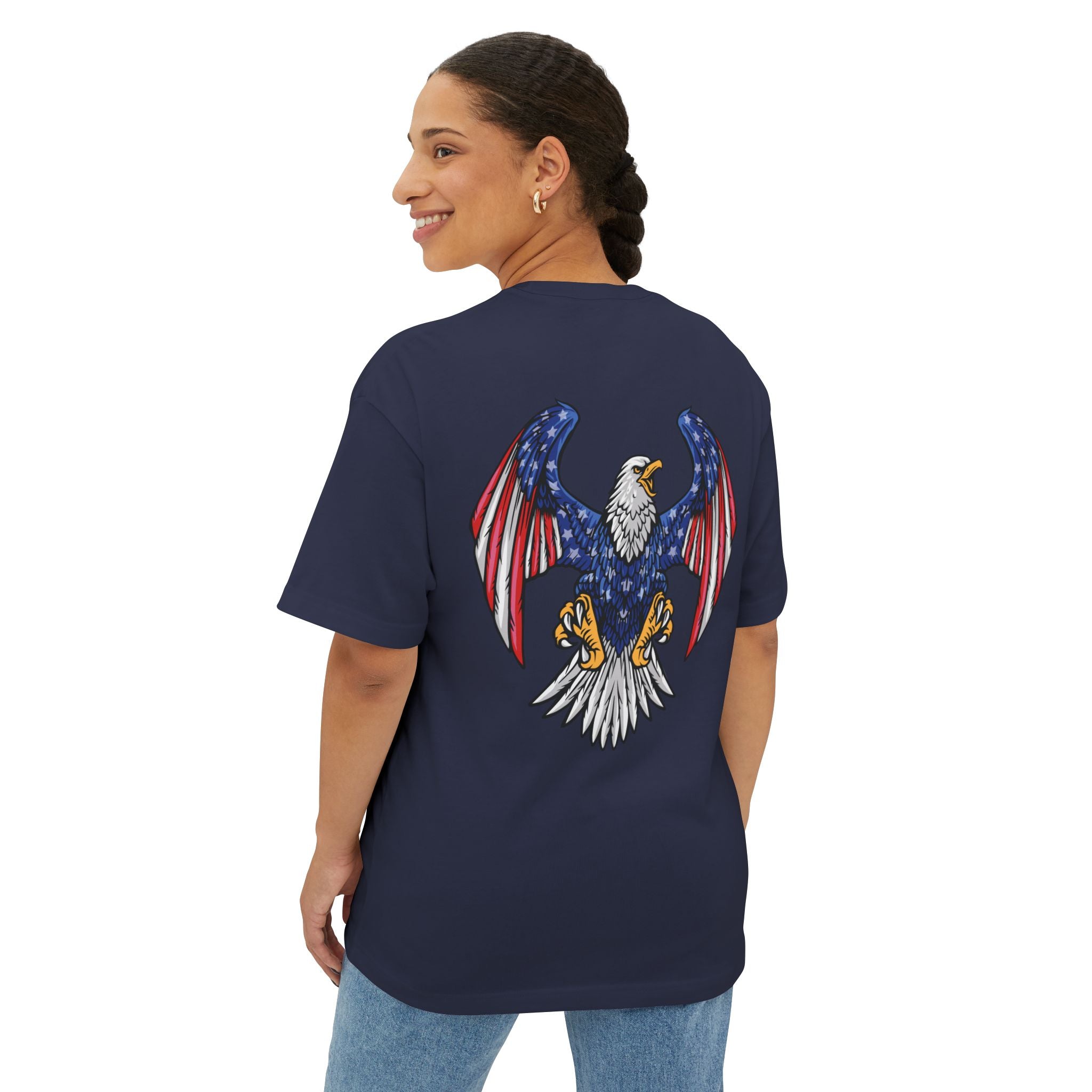 Eagle Graphic Tee — Patriotic Bald Eagle Front & Back Oversized T‑Shirt