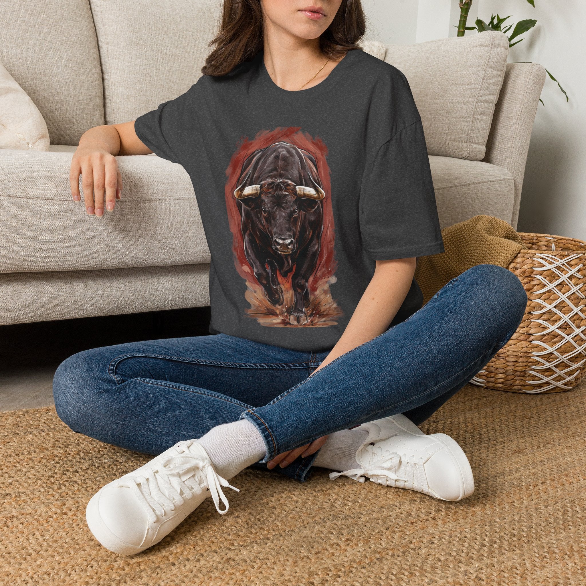 Bull Portrait T-Shirt — Fierce Bull Head Graphic Tee