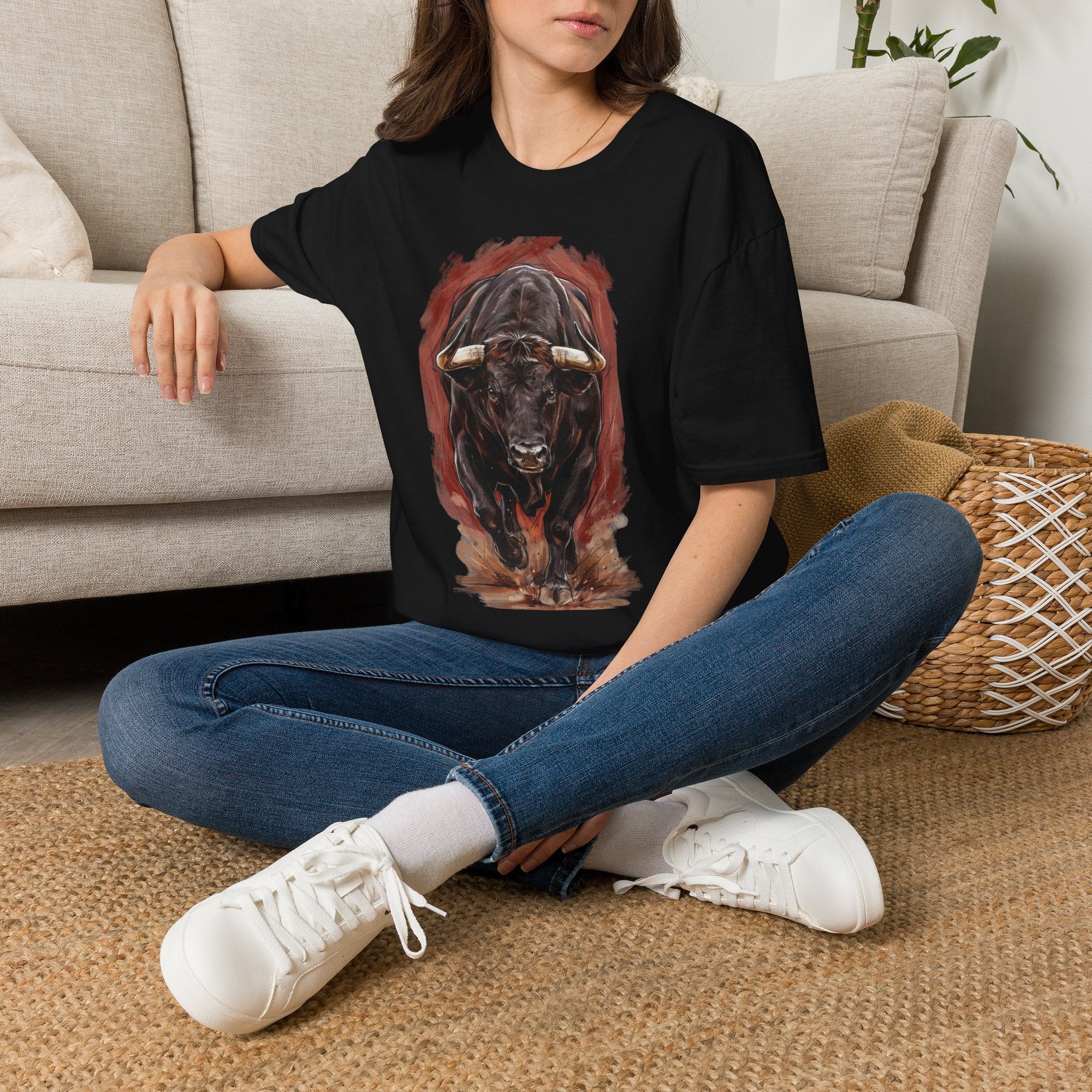 Bull Portrait T-Shirt — Fierce Bull Head Graphic Tee