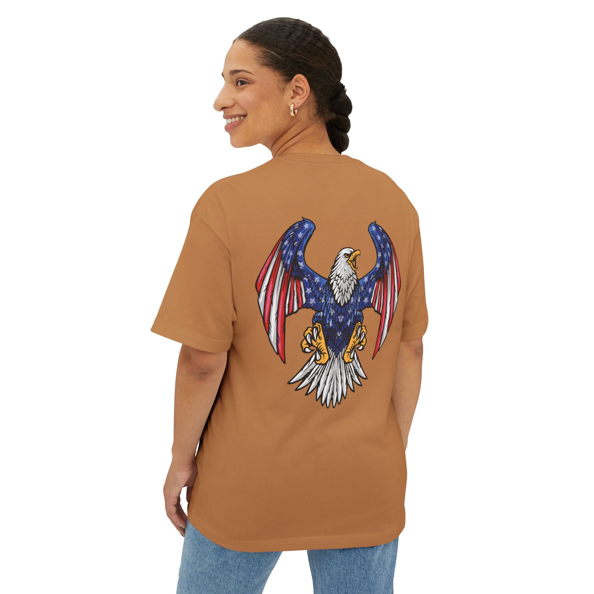 Eagle Graphic Tee — Patriotic Bald Eagle Front & Back Oversized T‑Shirt