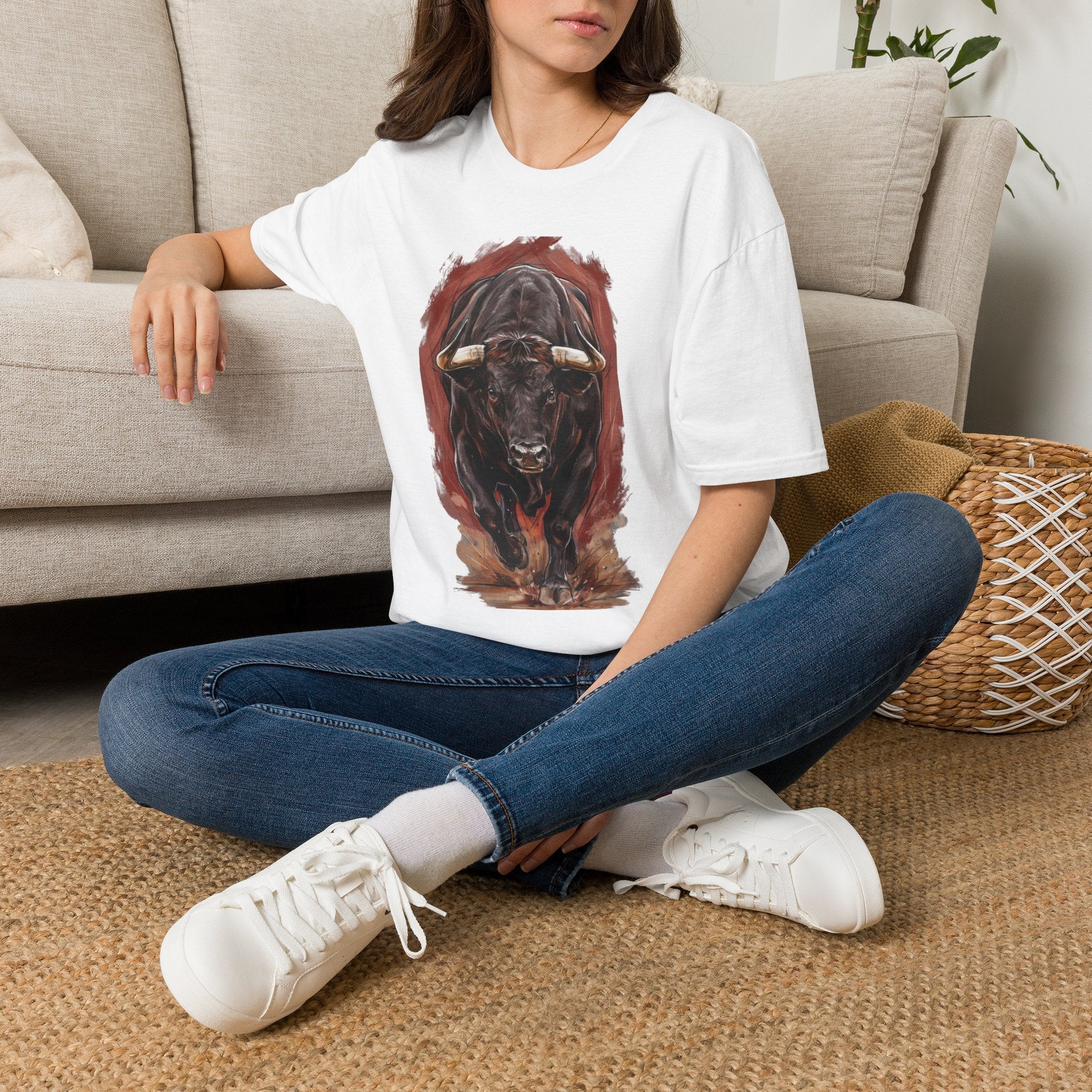 Bull Portrait T-Shirt — Fierce Bull Head Graphic Tee