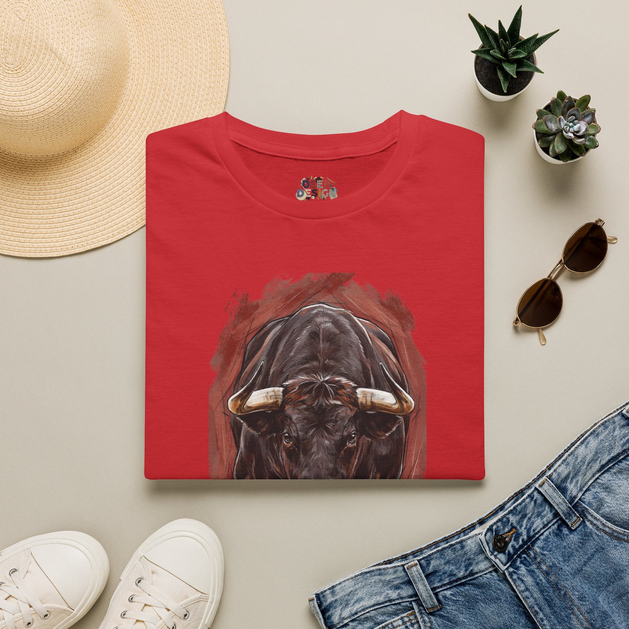 Bull Portrait T-Shirt — Fierce Bull Head Graphic Tee